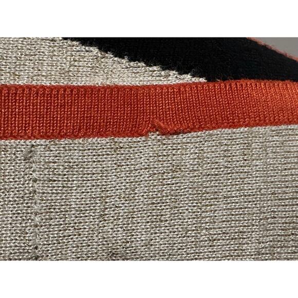 Anthropologie La Fee Verte Cardigan Color Block Sweater Orange Gold Black M/L - Picture 7 of 14